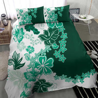 Green Hibiscus Plumeria Floral Bedding Set - Polynesian Pride