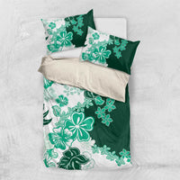 Green Hibiscus Plumeria Floral Bedding Set - Polynesian Pride