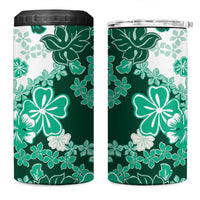 Green Hibiscus Plumeria Floral 4 in 1 Can Cooler Tumbler - Polynesian Pride