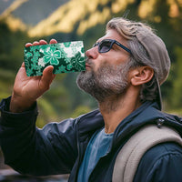 Green Hibiscus Plumeria Floral 4 in 1 Can Cooler Tumbler - Polynesian Pride