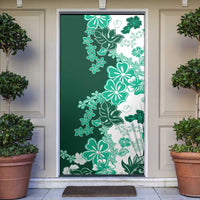 Green Hibiscus Plumeria Floral Door Cover - Polynesian Pride