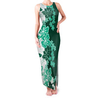 Green Hibiscus Plumeria Floral Family Matching Tank Maxi Dress and Hawaiian Shirt LT01 Mom's Dress Green - Polynesian Pride
