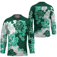 Green Hibiscus Plumeria Floral Hockey Jersey LT01 - Polynesian Pride
