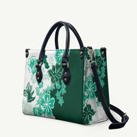 Green Hibiscus Plumeria Floral Leather Bag - Polynesian Pride