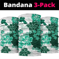 Green Hibiscus Plumeria Floral Neck Gaiter LT01 package One Size: 25*50cm Green - Polynesian Pride