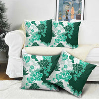 Green Hibiscus Plumeria Floral Pillow Cover - Polynesian Pride