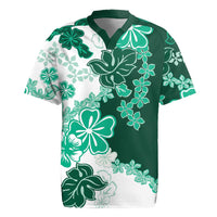 Green Hibiscus Plumeria Floral Rugby Jersey - Polynesian Pride