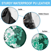 Green Hibiscus Plumeria Floral Spare Tire Cover - Polynesian Pride