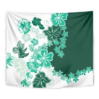 Green Hibiscus Plumeria Floral Tapestry - Polynesian Pride