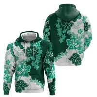 Green Hibiscus Plumeria Floral Zip Hoodie - Polynesian Pride