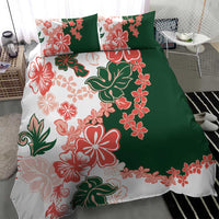 Green Orange Hibiscus Plumeria Floral Bedding Set - Polynesian Pride