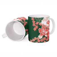 Green Orange Hibiscus Plumeria Floral Ceramic Mug - Polynesian Pride