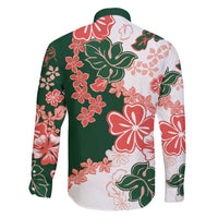 Green Orange Hibiscus Plumeria Floral Family Matching Short Sleeve Bodycon Dress and Hawaiian Shirt LT01 - Polynesian Pride