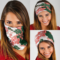 Green Orange Hibiscus Plumeria Floral Neck Gaiter LT01 - Polynesian Pride