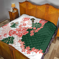 Green Orange Hibiscus Plumeria Floral Quilt LT01 - Polynesian Pride
