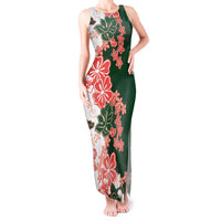 Green Orange Hibiscus Plumeria Floral Tank Maxi Dress - Polynesian Pride