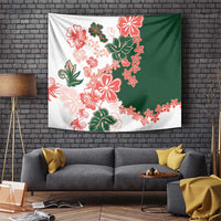 Green Orange Hibiscus Plumeria Floral Tapestry - Polynesian Pride