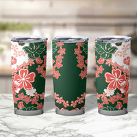 Green Orange Hibiscus Plumeria Floral Tumbler Cup - Polynesian Pride