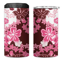 Pink Hibiscus Plumeria Floral 4 in 1 Can Cooler Tumbler - Polynesian Pride