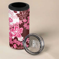 Pink Hibiscus Plumeria Floral 4 in 1 Can Cooler Tumbler - Polynesian Pride