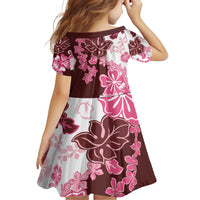 Pink Hibiscus Plumeria Floral Family Matching Off Shoulder Short Dress and Hawaiian Shirt - Polynesian Pride