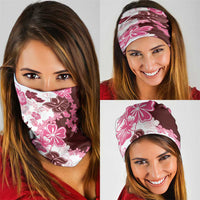 Pink Hibiscus Plumeria Floral Neck Gaiter LT01 - Polynesian Pride