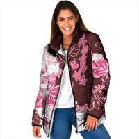 Pink Hibiscus Plumeria Floral Padded Jacket LT01 - Polynesian Pride