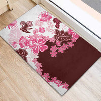 Pink Hibiscus Plumeria Floral Rubber Doormat LT01 - Polynesian Pride