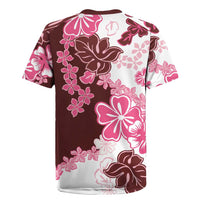 Pink Hibiscus Plumeria Floral Rugby Jersey - Polynesian Pride