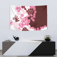 Pink Hibiscus Plumeria Floral Tapestry - Polynesian Pride