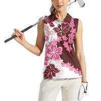 Pink Hibiscus Plumeria Floral Women Sleeveless Polo Shirt LT01 - Polynesian Pride