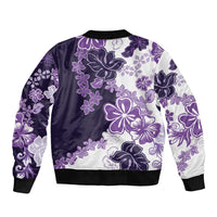 Purple Hibiscus Plumeria Floral Bomber Jacket LT01 - Polynesian Pride