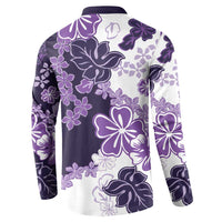 Purple Hibiscus Plumeria Floral Button Sweatshirt LT01 - Polynesian Pride
