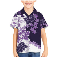 Purple Hibiscus Plumeria Floral Family Matching Mermaid Dress and Hawaiian Shirt LT01 Son's Shirt Purple - Polynesian Pride
