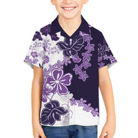 Purple Hibiscus Plumeria Floral Family Matching Off Shoulder Maxi Dress and Hawaiian Shirt - Polynesian Pride