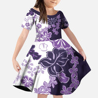 Purple Hibiscus Plumeria Floral Family Matching Puletasi and Hawaiian Shirt - Polynesian Pride