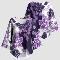 Purple Hibiscus Plumeria Floral Kimono Sleeve Blouse - Polynesian Pride