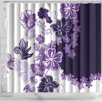 Purple Hibiscus Plumeria Floral Shower Curtain - Polynesian Pride