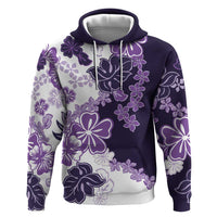 Purple Hibiscus Plumeria Floral Zip Hoodie - Polynesian Pride