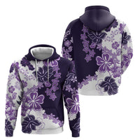 Purple Hibiscus Plumeria Floral Zip Hoodie - Polynesian Pride