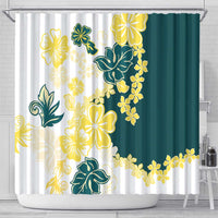Yelow Teal Hibiscus Plumeria Floral Shower Curtain LT01 - Polynesian Pride
