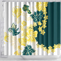 Yelow Teal Hibiscus Plumeria Floral Shower Curtain LT01 - Polynesian Pride