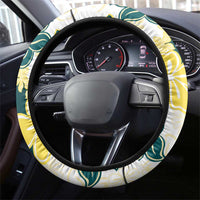 Yelow Teal Hibiscus Plumeria Floral Steering Wheel Cover - Polynesian Pride