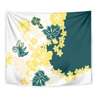 Yelow Teal Hibiscus Plumeria Floral Tapestry - Polynesian Pride