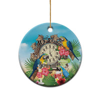 It's 5 o'clock Somewhere Ceramic Ornament Hawaiian Tropical Parrots - Polynesian Pride