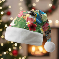 It's 5 o'clock Somewhere Christmas Santa Hat Hawaiian Tropical Parrots LT01 Without Fur Blue - Polynesian Pride