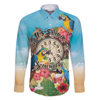Personalized It's 5 o'clock Somewhere Family Matching Long Sleeve Bodycon Dress and Hawaiian Shirt Hawaiian Tropical Parrots - Polynesian Pride