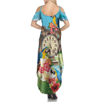 Personalized It's 5 o'clock Somewhere Family Matching Summer Maxi Dress and Hawaiian Shirt Hawaiian Tropical Parrots - Polynesian Pride