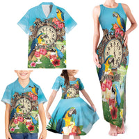 Personalized It's 5 o'clock Somewhere Family Matching Tank Maxi Dress and Hawaiian Shirt Hawaiian Tropical Parrots - Polynesian Pride