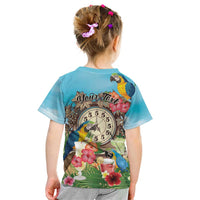 Personalized It's 5 o'clock Somewhere Kid T Shirt Hawaiian Tropical Parrots LT01 - Polynesian Pride